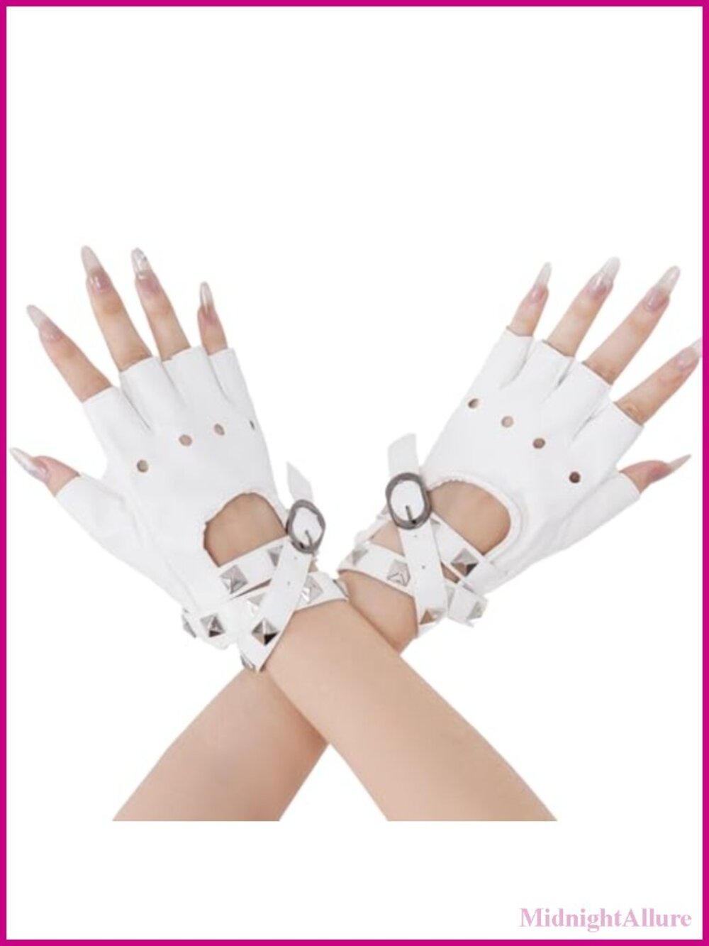 Punk Rivets Half Finger PU Leather Fingerless Gloves Performance Costume